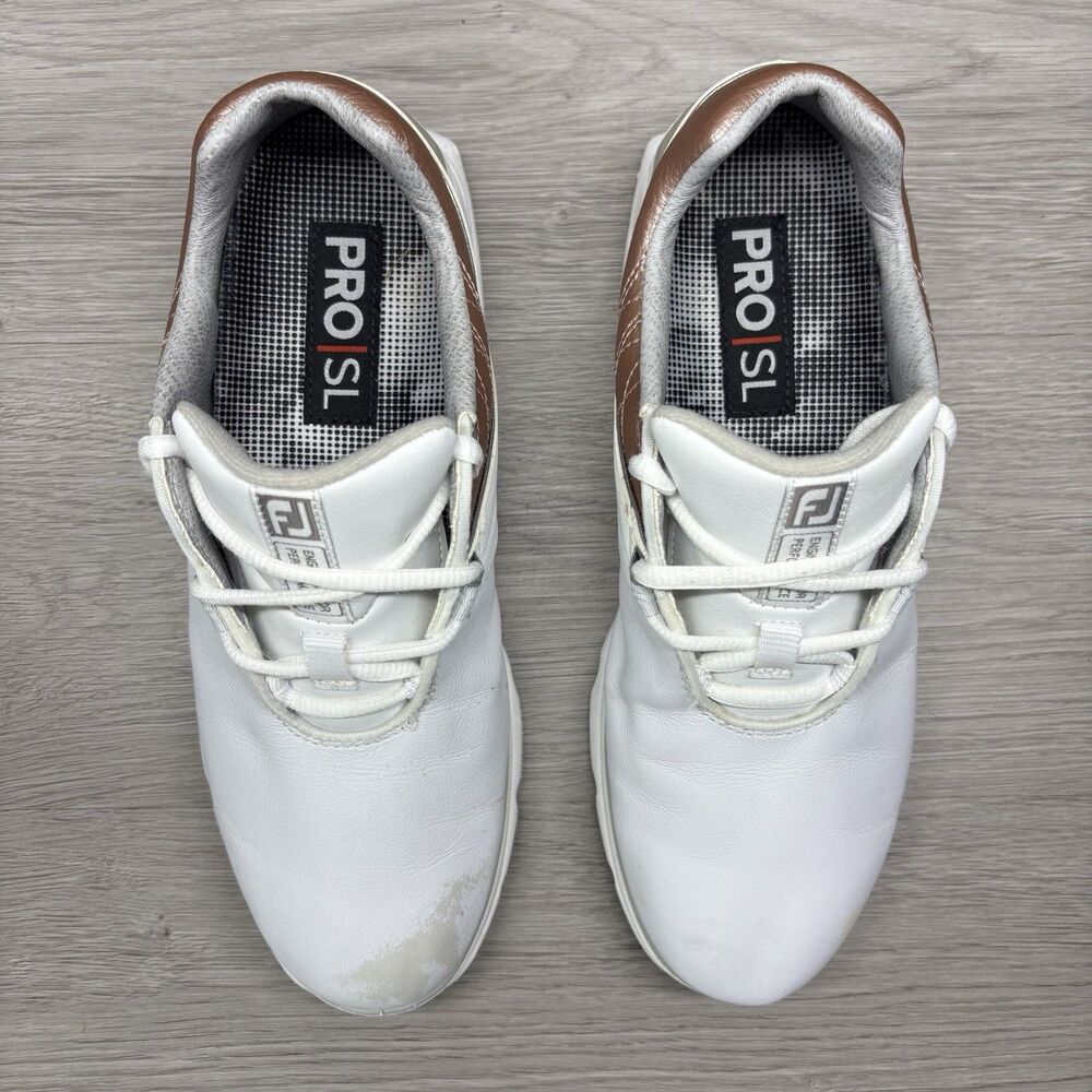 FootJoy Women’s Pro SL Golf Size 8 White/Rose Spikeless Sneakers - Picture 4 of 13